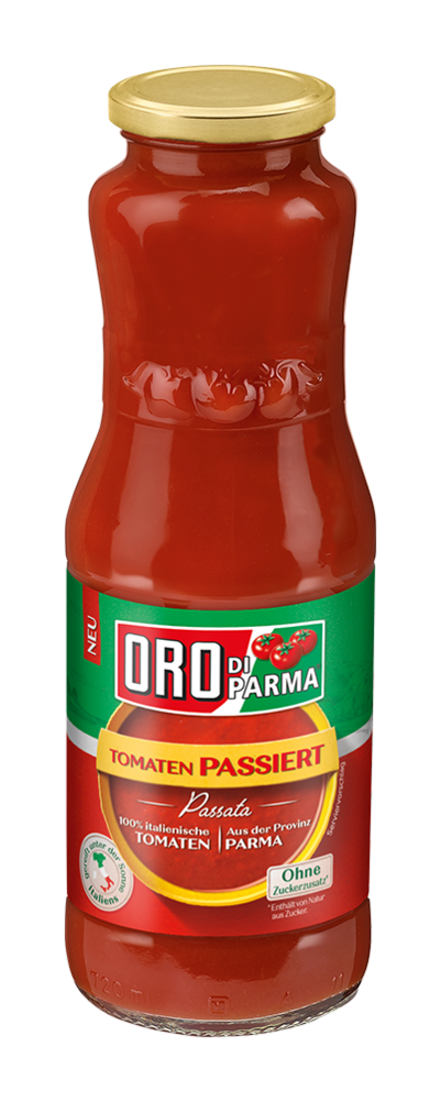 Passierte Tomaten in der Glasflasche