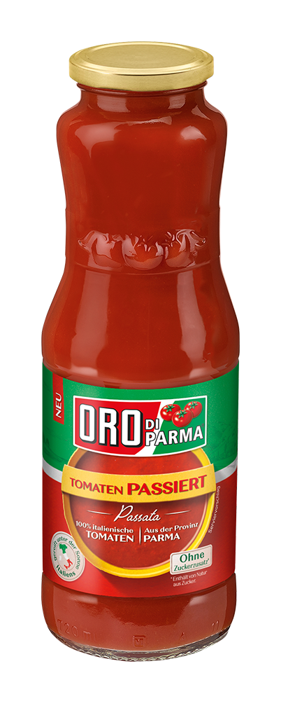 Passierte Tomaten in der Glasflasche